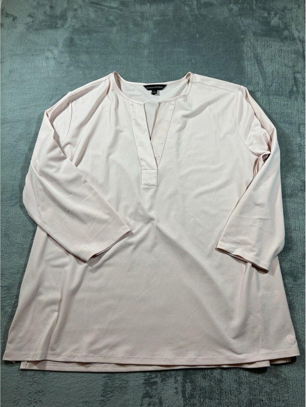 Banana Republic Womens Size XL Dusty Light Rose V-Neck 3/4 Sleeve Blouse Top